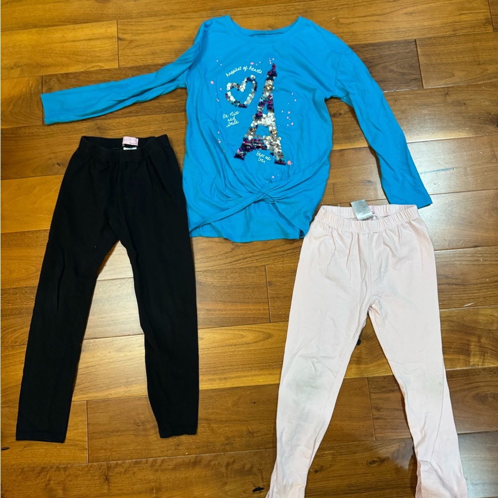 Freestyle Revolution Pink & Black Leggings and Eiffel Tower Long-Sleeve Shirt